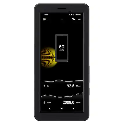 9:41
5G
100%
SIM 1
5G
mmWave
Up: 92.5 Mbps
Down: 2008.0 Mbps