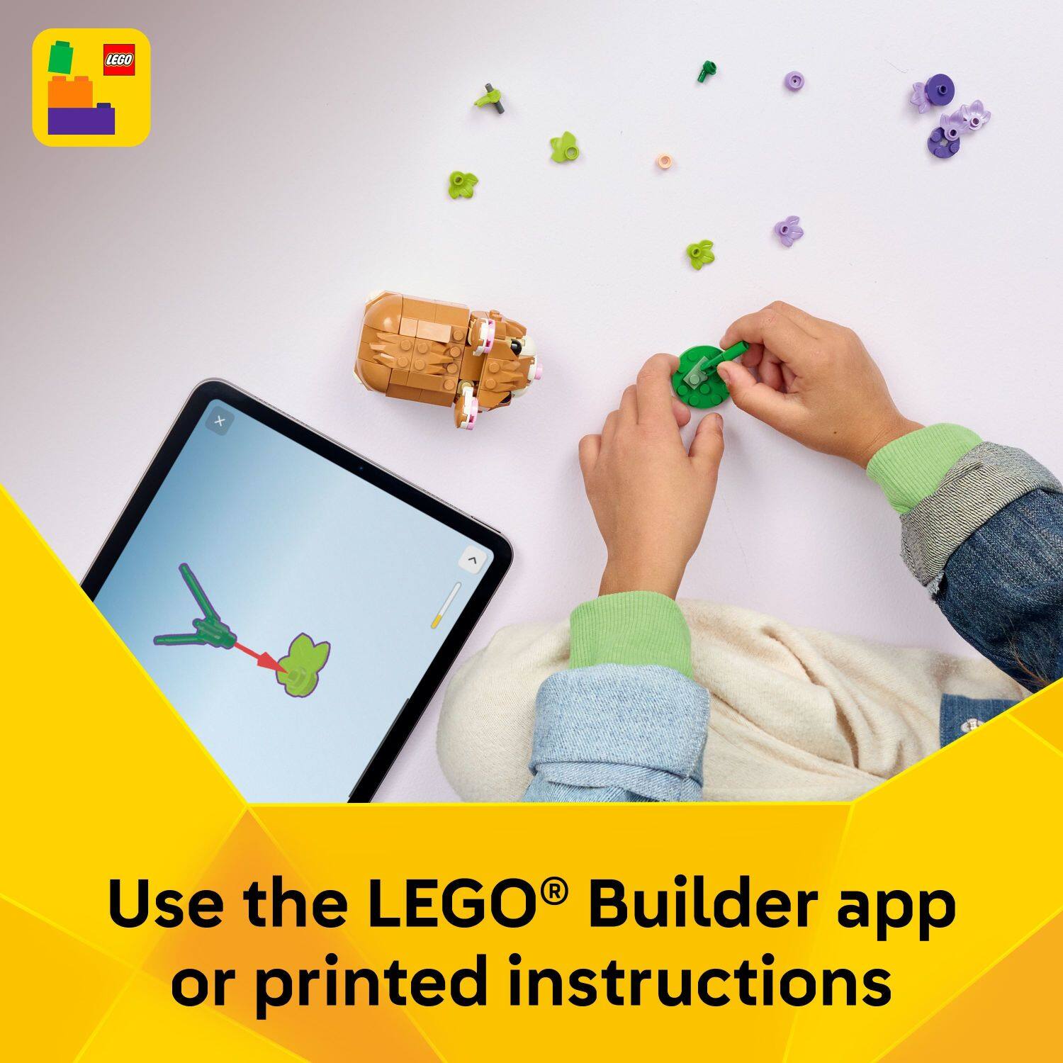Use the LEGO® Builder app or printed instructions