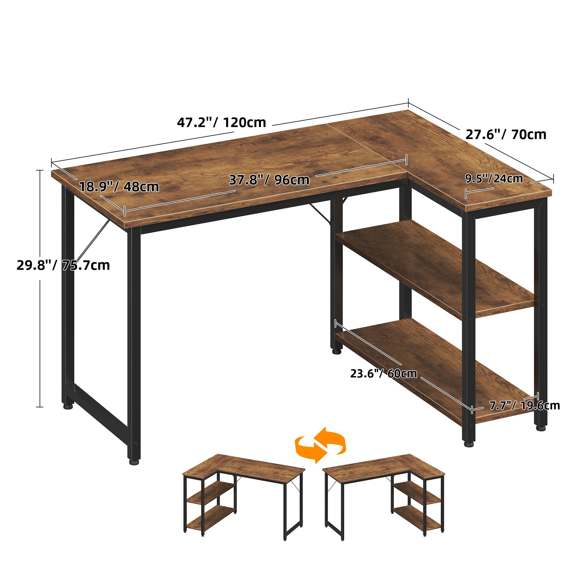 47.2"/ 120cm  
27.6"/ 70cm  
18.9"/ 48cm  
37.8"/ 96cm  
9.5"/ 24cm  
29.8"/ 75.7cm  
23.6"/ 60cm  
7.7"/ 19.6cm