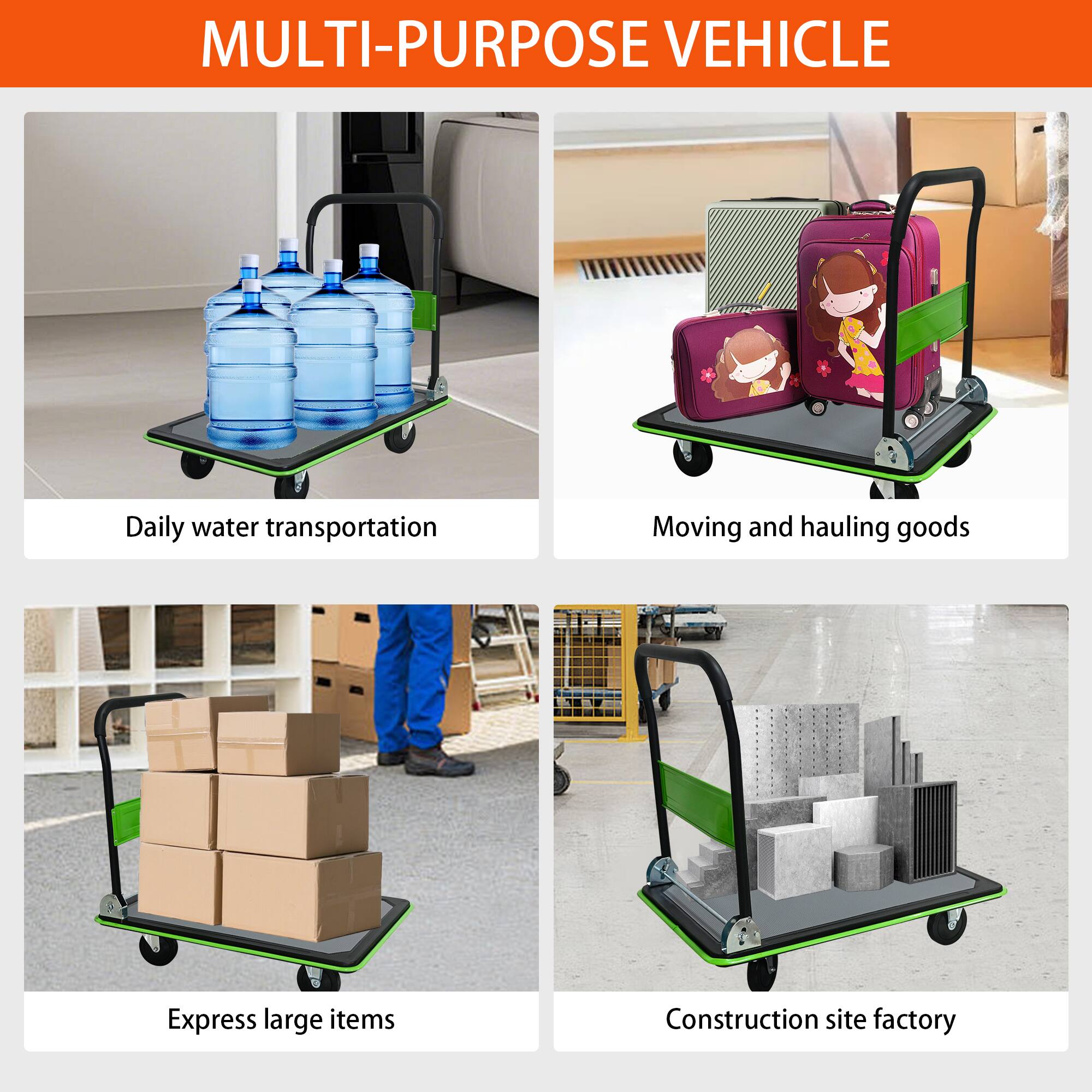 MULTI-PURPOSE VEHICLE

- Daily water transportation
- Moving and hauling goods
- Express large items
- Construction site factory