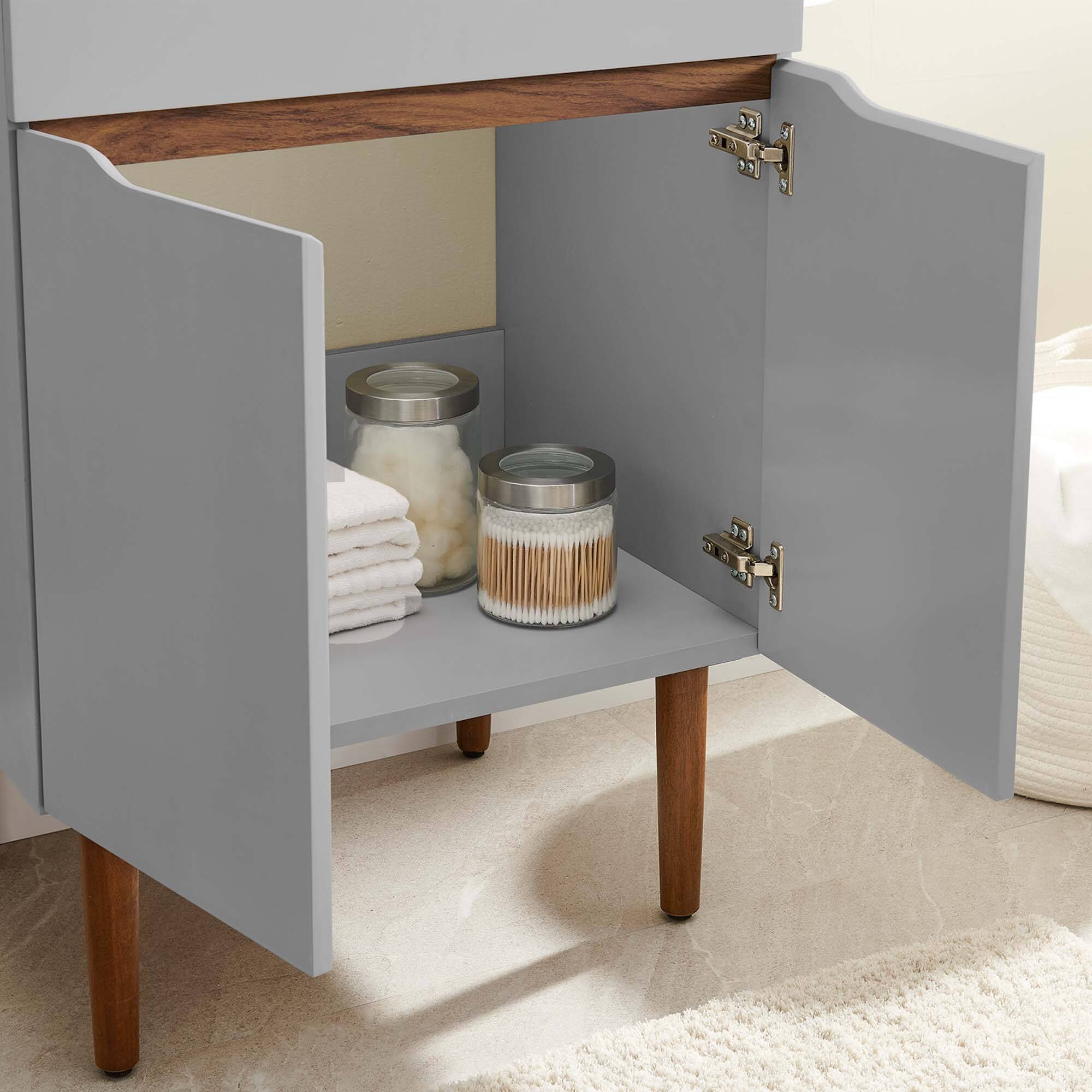 Alt View 3. Modway - Harvest Bathroom Cabinet Basin Not Included by Modway - Gray Walnut.