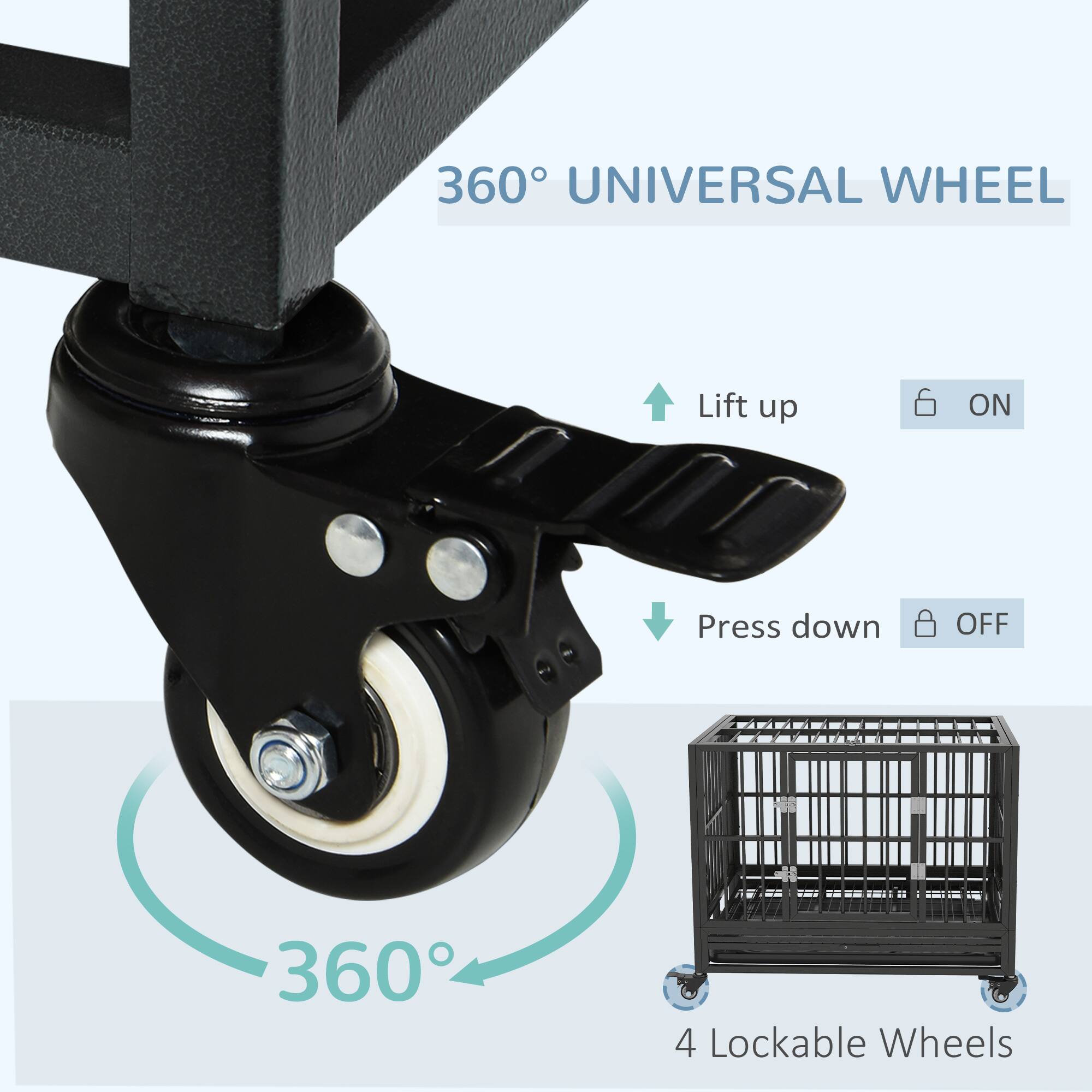 360° UNIVERSAL WHEEL

Lift up ON  
Press down OFF

360°

4 Lockable Wheels