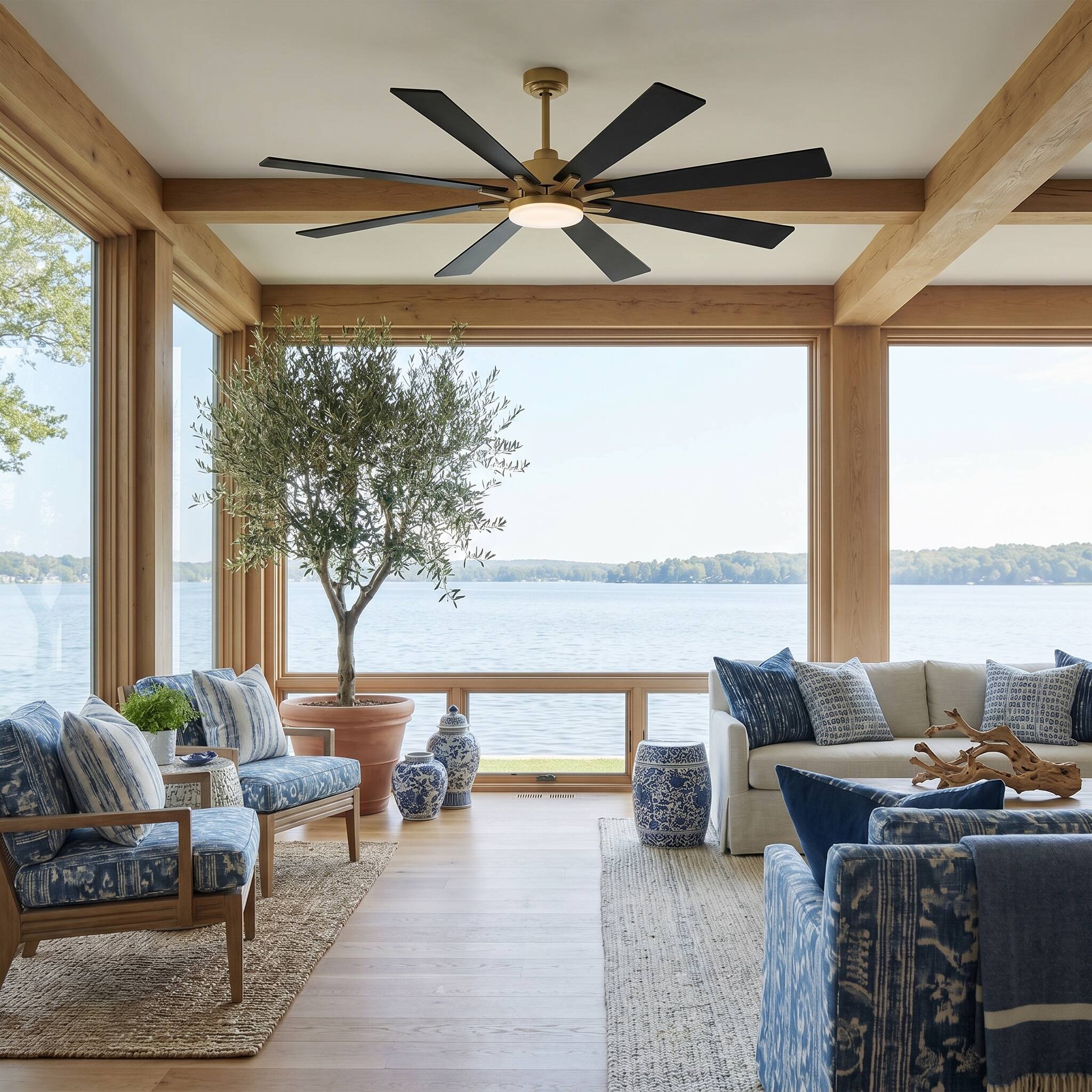 Alt View 1. Vaczon - 72 Inch Modern Smart Large Ceiling Fan with Light and Remote, 24W 3CCT Dimmable, 8 Blades, 6-Speed Reversible - Weathered wood.