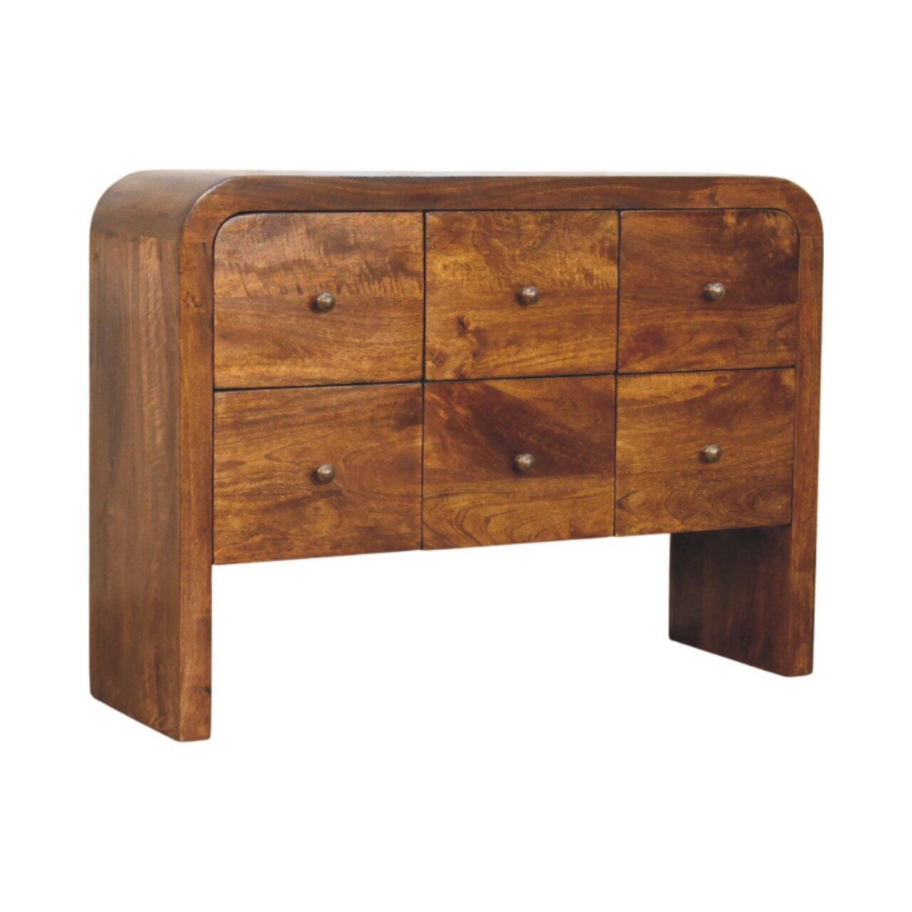 Left. Artisan Furniture - Artisan Furniture Solid Wood Darcy 3 over 3 Drawer Chest in Chestnut Finish, Brown - Brown.