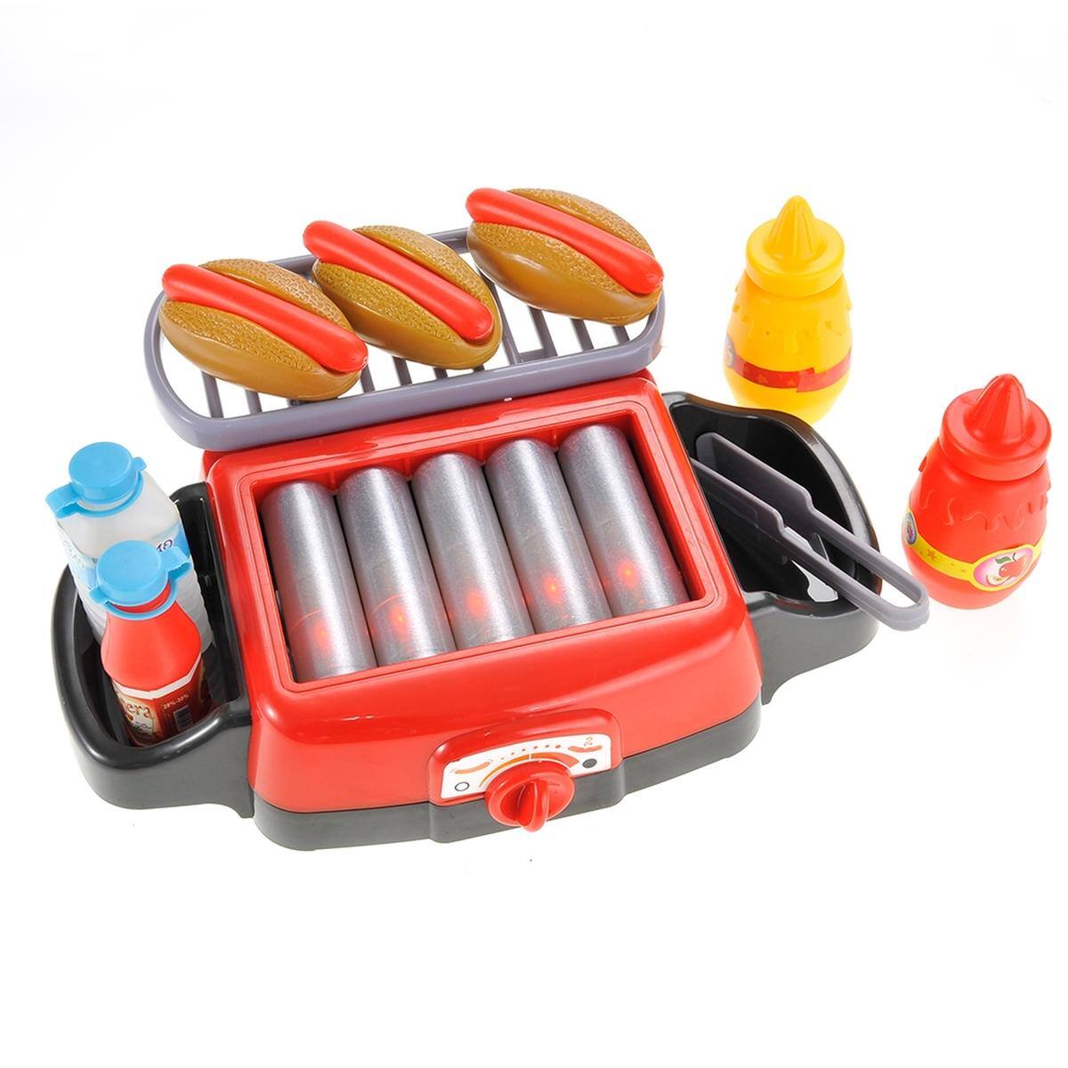 Alt View 2. JuzToys - Pretend Grill Hot Dog Roller Toy – Pretend Play Kitchen Food Playset Toys for Kids – Red/Black - Multi.