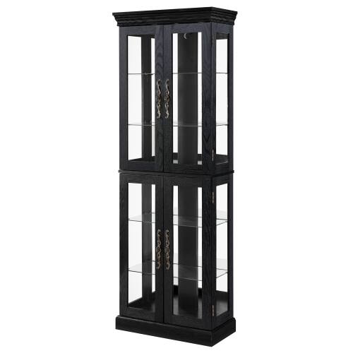 Alt View 7. LUCKY ONE - Freestanding Lighted Glass Curio Display Cabinet with Adjustable Shelves for Wine Toys Collectibles - Black.