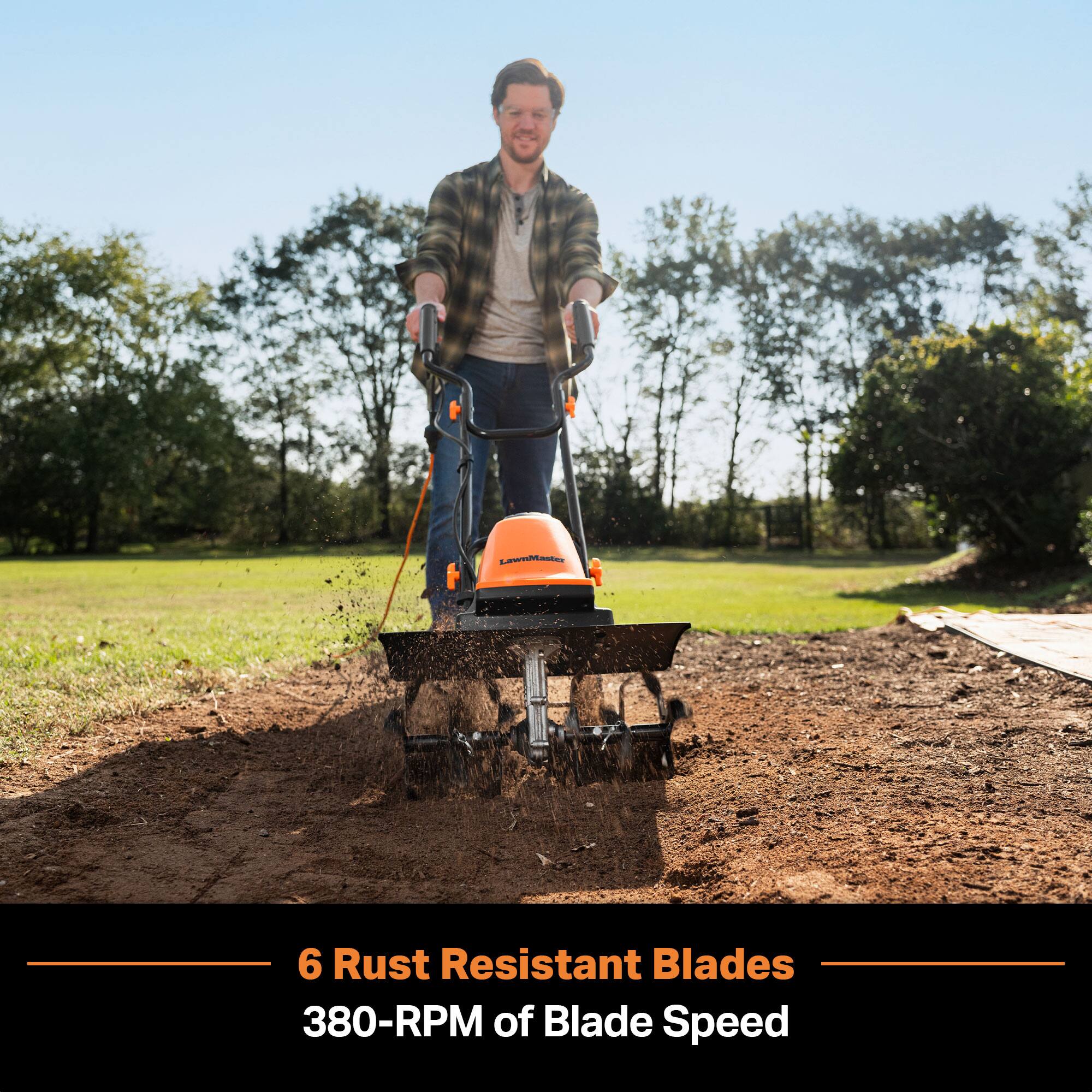6 Rust Resistant Blades  
380-RPM of Blade Speed