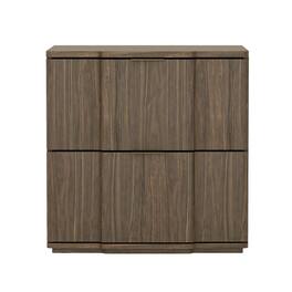 Manhattan Comfort - Clive Mid-Century Modern 22" Nightstand - Walnut and Gold
