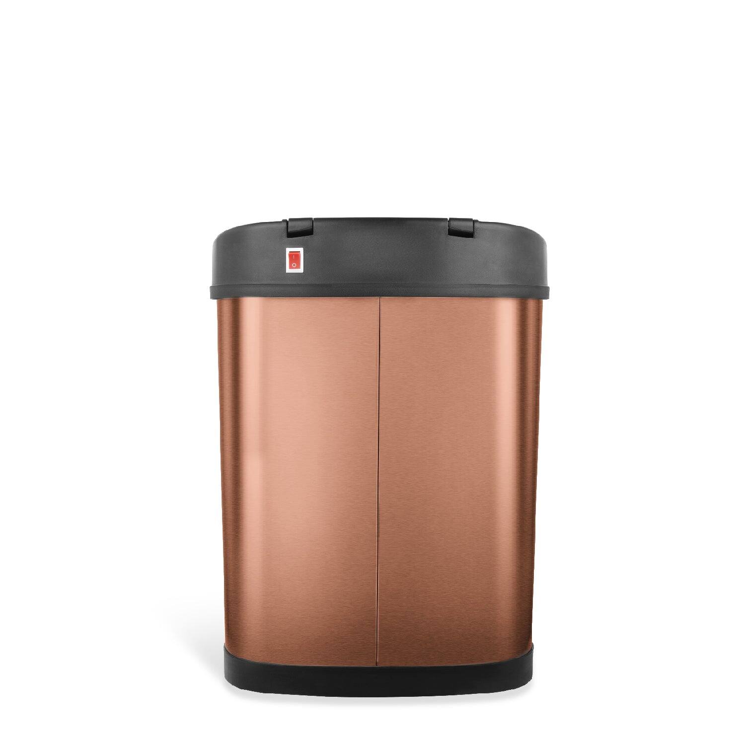 Back. Nine Stars - Oval Motion Sensor Trash Can 3.9 Gallon.