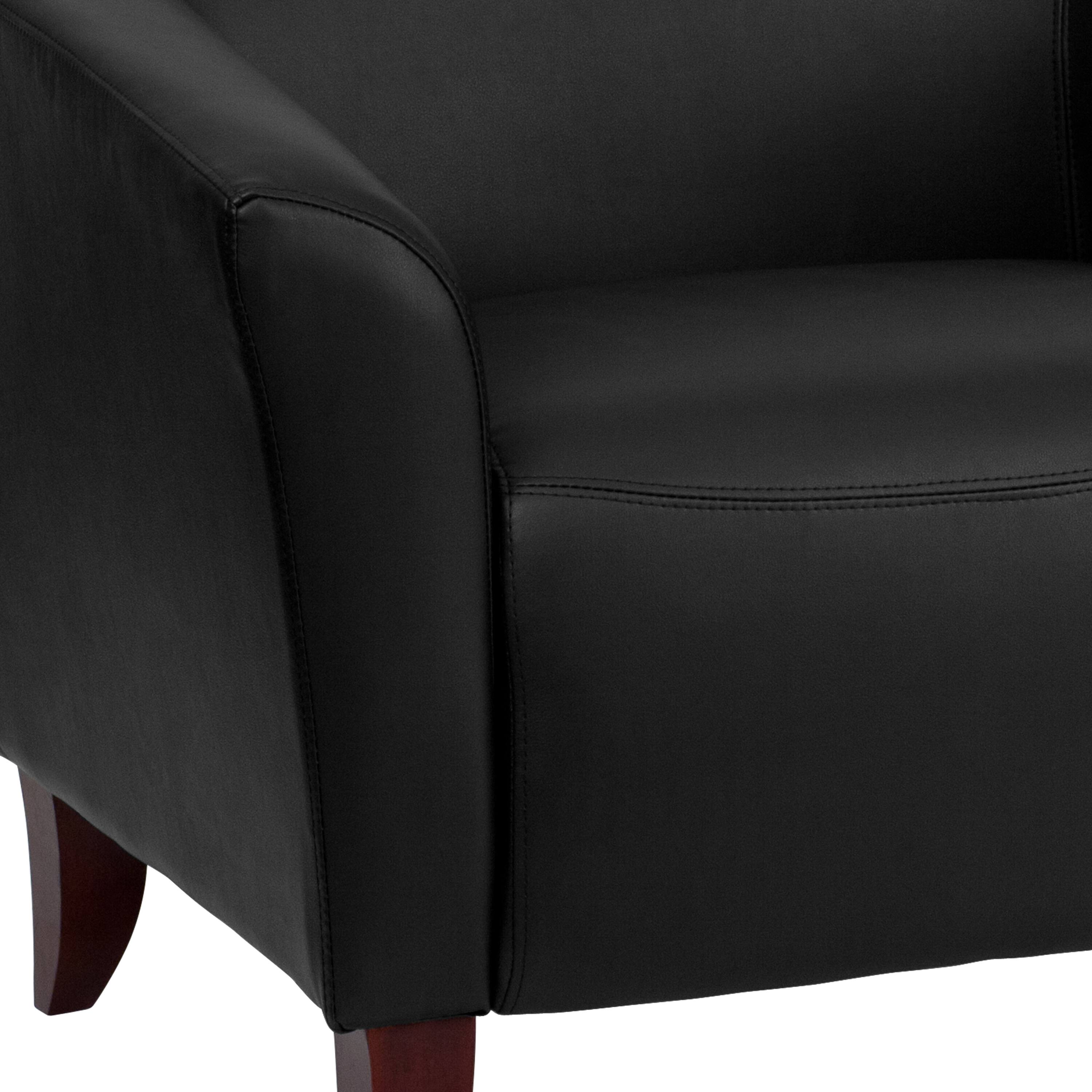Alt View 6. Emma + Oliver - LeatherSoft Living Room/Reception Chair with Cherry Wood Feet - Black.
