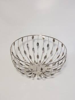 Jiallo - Metallic 11" round basket - Silver
