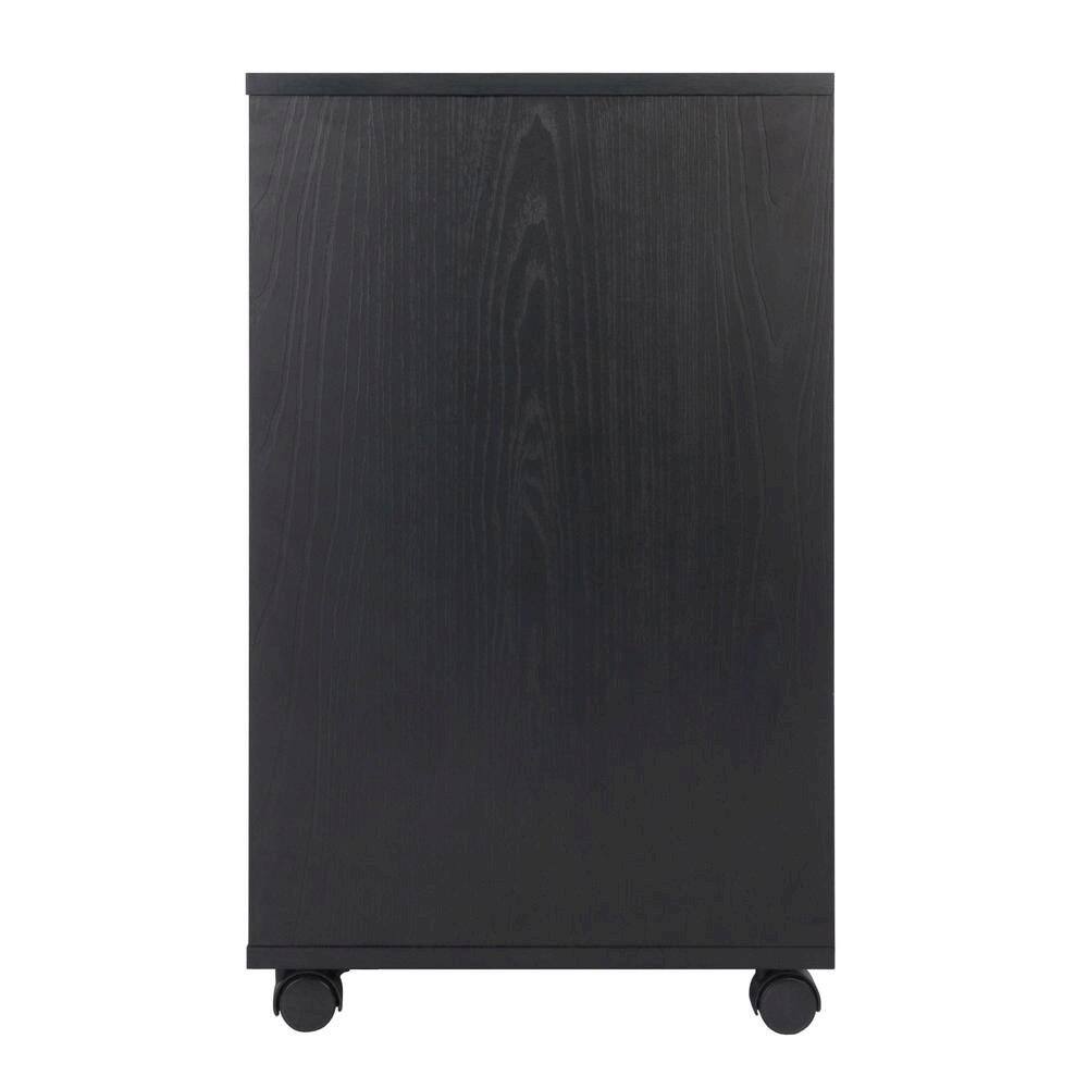 Back. FurniFact - 2 Section Mobile Cabinet - Black.