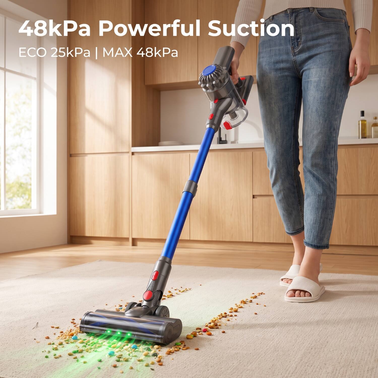 48kPa Powerful Suction  
ECO 25kPa | MAX 48kPa
