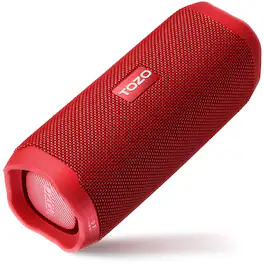 TOZO - PA2 Portable Bluetooth Speaker – Dual Drivers, Deep Bass, IPX8 Waterproof, 25-Hour Battery, App EQ - Red