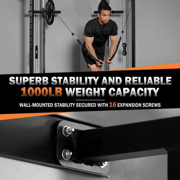 SUPERB STABILITY AND RELIABLE 1000LB WEIGHT CAPACITY
WALL-MOUNTED STABILITY SECURED WITH 16 EXPANSION SCREWS