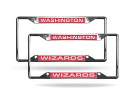 Rico Industries - Washington Wizards NBA (Set of 2) All Corner EZ View Chrome Metal Laser Cut License Plate Frames - Multi