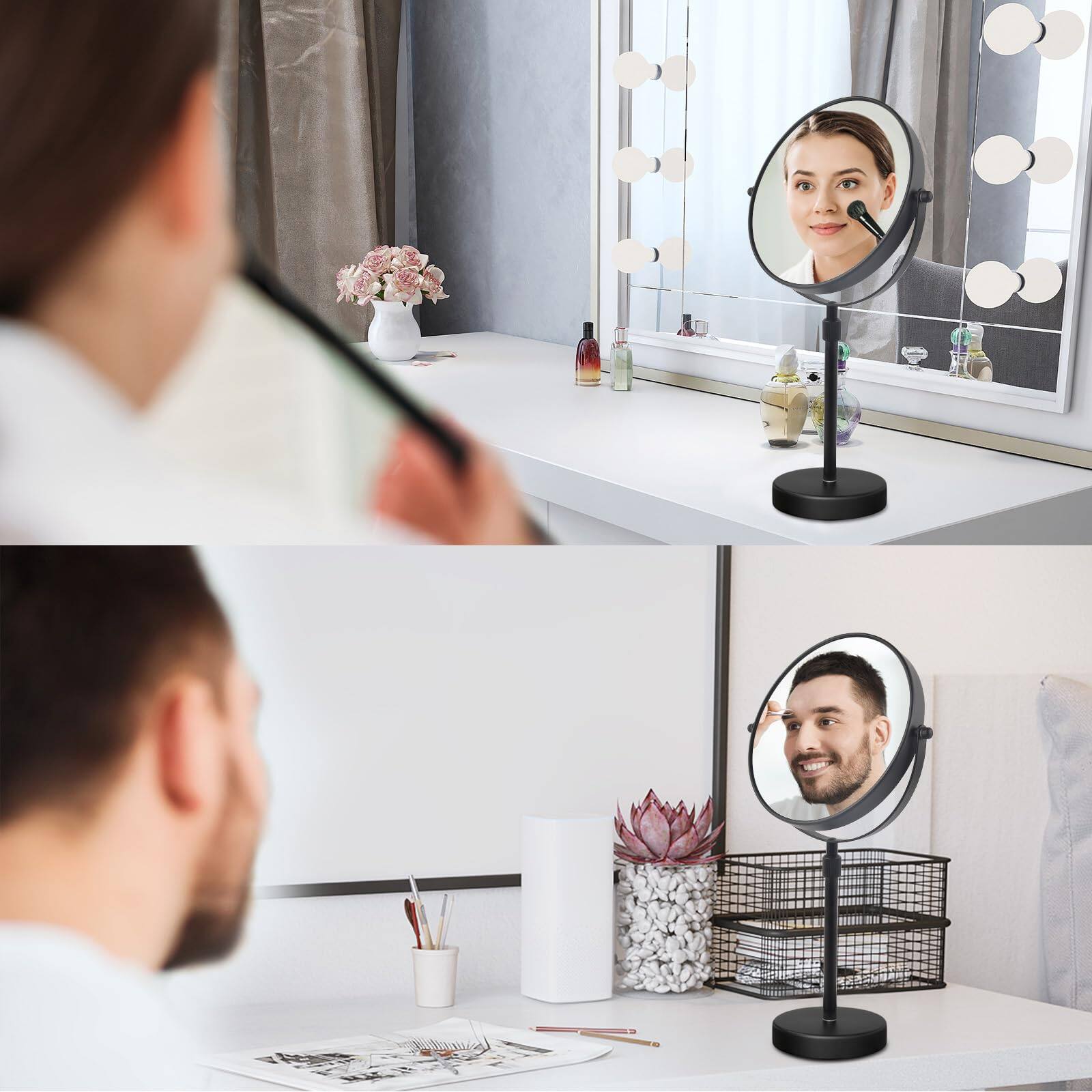 Left. Comfort Essence - Mirror Makeup High Quality Modern Design Elegant Stylish Professional Perfect For Daily Use - No Light-chrome-7x-19"L x 8"W.