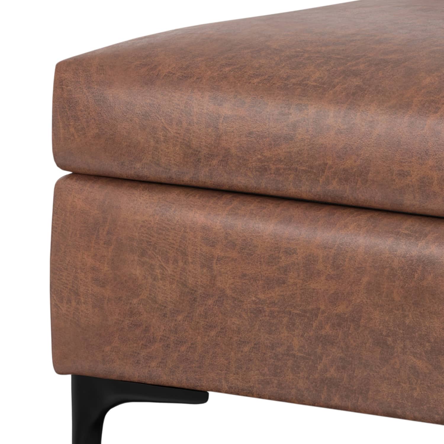 Alt View 7. Simpli Home - Rebecca 36 inch Wide Rectangular Coffee Table Storage Ottoman with Lift Up Lid in Distressed Saddle Brown Vegan Leather - Distressed Saddle Brown.