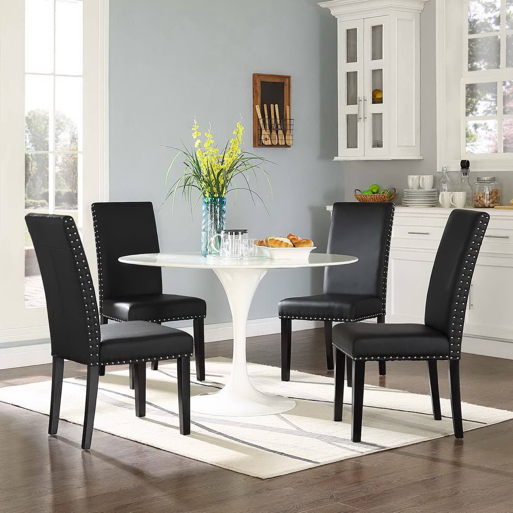Alt View 1. Modway - Parcel Vinyl Dining Side Chair Set of 4 by Modway - Black.