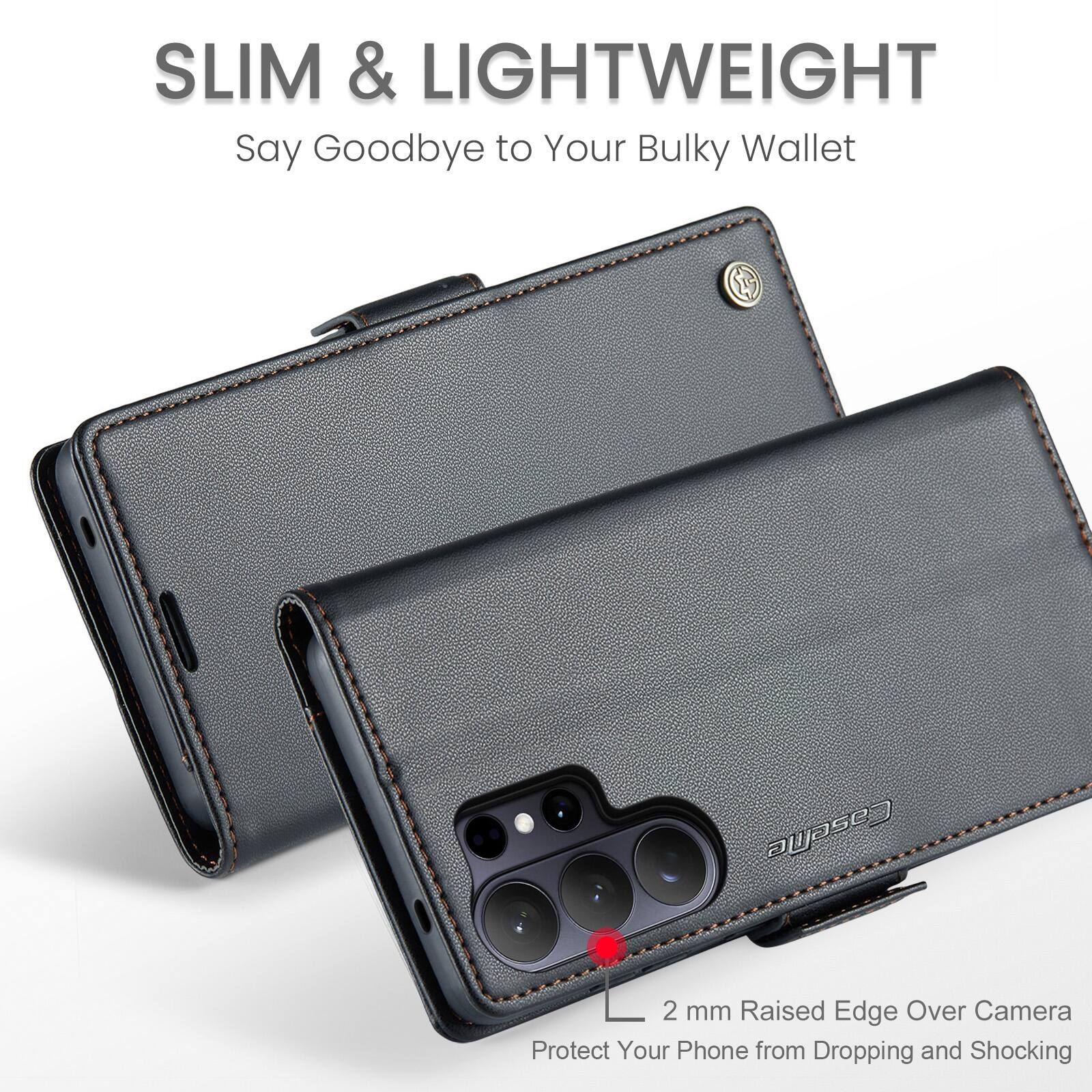 SLIM & LIGHTWEIGHT  
Say Goodbye to Your Bulky Wallet  

1 Case  
2 mm Raised Edge Over Camera  
Protect Your Phone from Dropping and Shocking