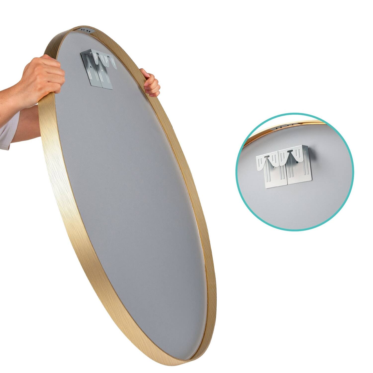 Alt View 1. Hivvago - 36 Inch Round Bathroom Vanity Wall Mirror Frame Matte Gold - Matte Gold.