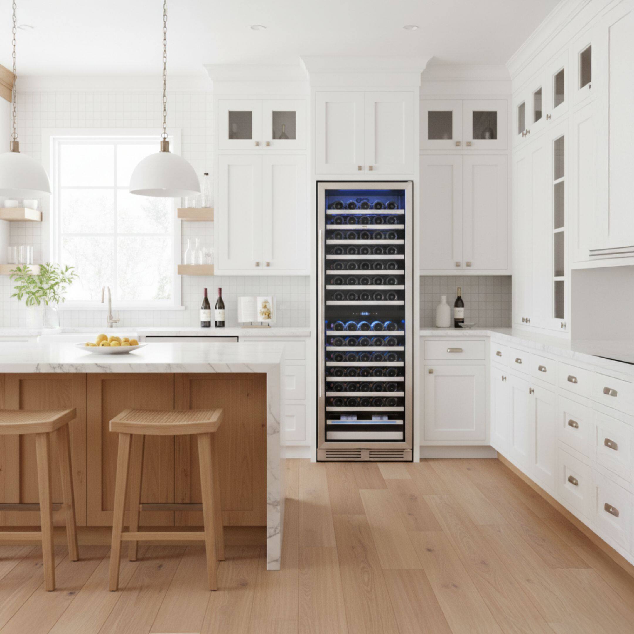 Back. Yeego - 24" Wine Cooler Refrigerator Dual Zone, 154 Bottle , Freestanding & Built-in，40-65°F ，2 LED Stainless Steel , for Home - Stainless Steel.