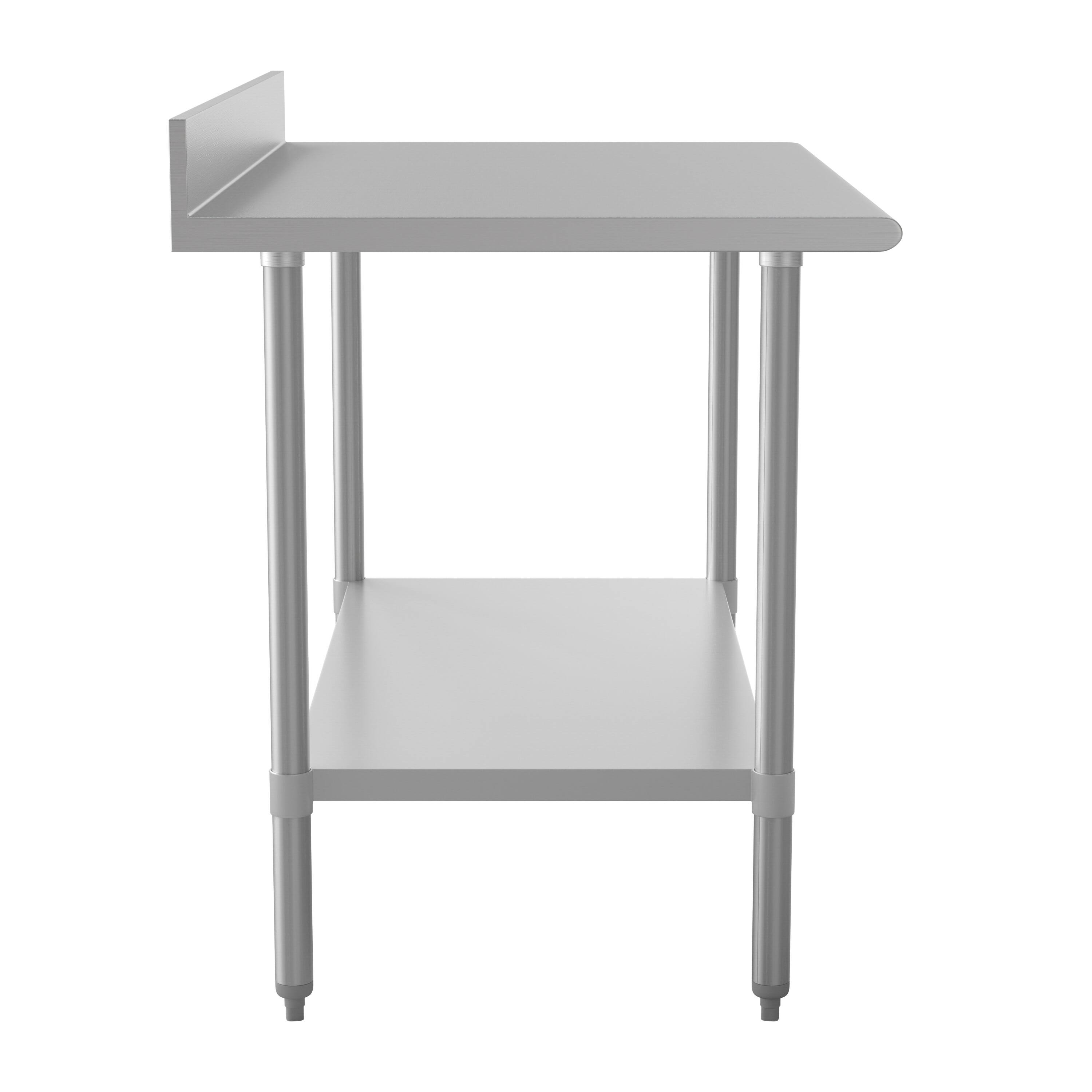 Left. Flash Furniture - Reese Commercial Grade 430 Stainless Steel 18 Gauge NSF Certified 30" x 48" Kitchen Prep and Work Table with Adjustable - Gray.