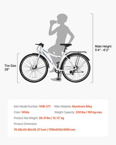 VEVOR Hybrid Bike,Lightweight Aluminum Frame Bike,700c Wheel Hybrid Bicycle,Step Through Bikes with 7 Speed Shimano Drivetrain White, black VHB-271 - Best Buy VEVOR Hybrid Bike,Lightweight Aluminum Frame Bike,700c Wheel Hybrid Bicycle,Step Through Bikes with 7 Speed Shimano Drivetrain White, black VHB-271 - Best Buy
