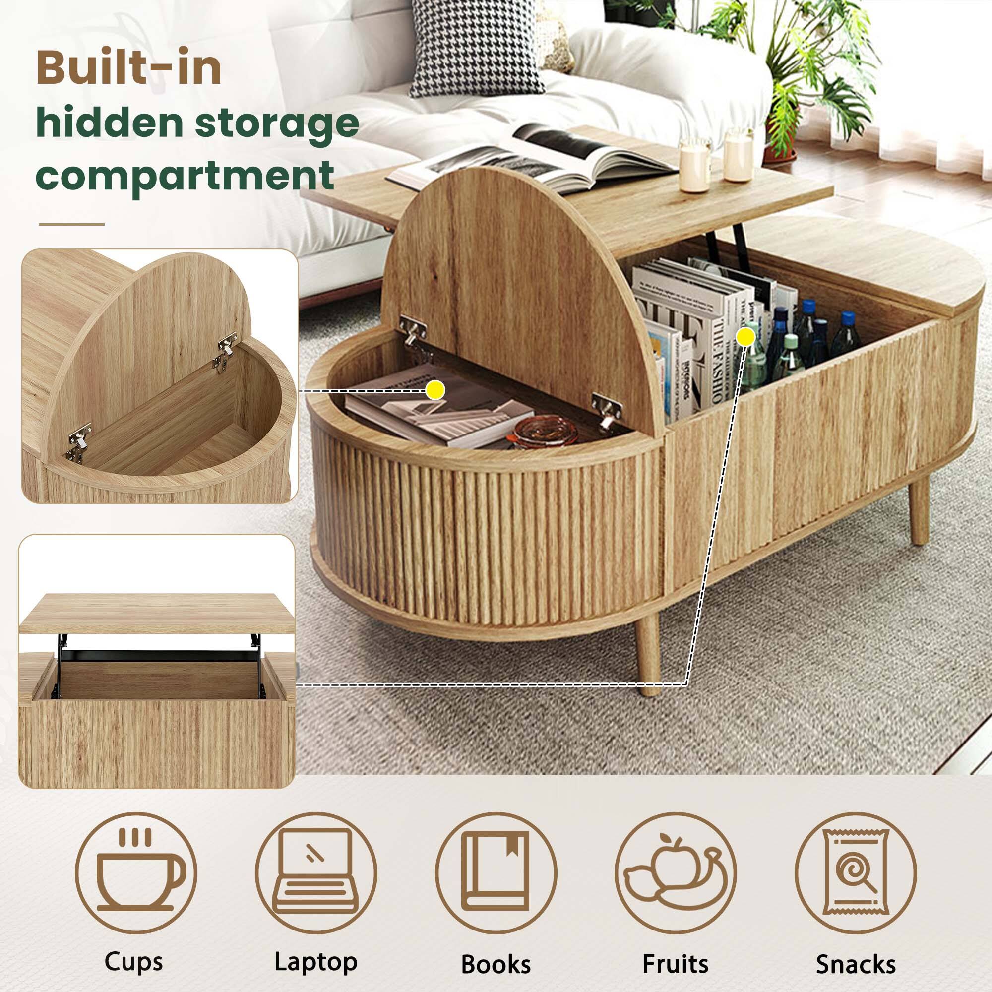 Built-in hidden storage compartment

Cups
Laptop
Books
Fruits
Snacks