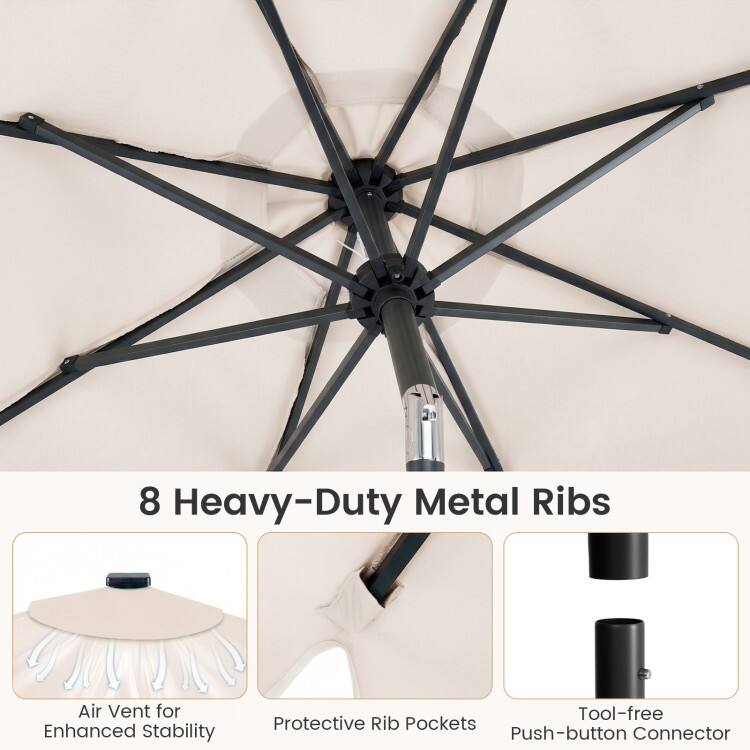 8 Heavy-Duty Metal Ribs Air Vent for Enhanced Stability Tool-free Protective Rib Pockets Push-button Connector