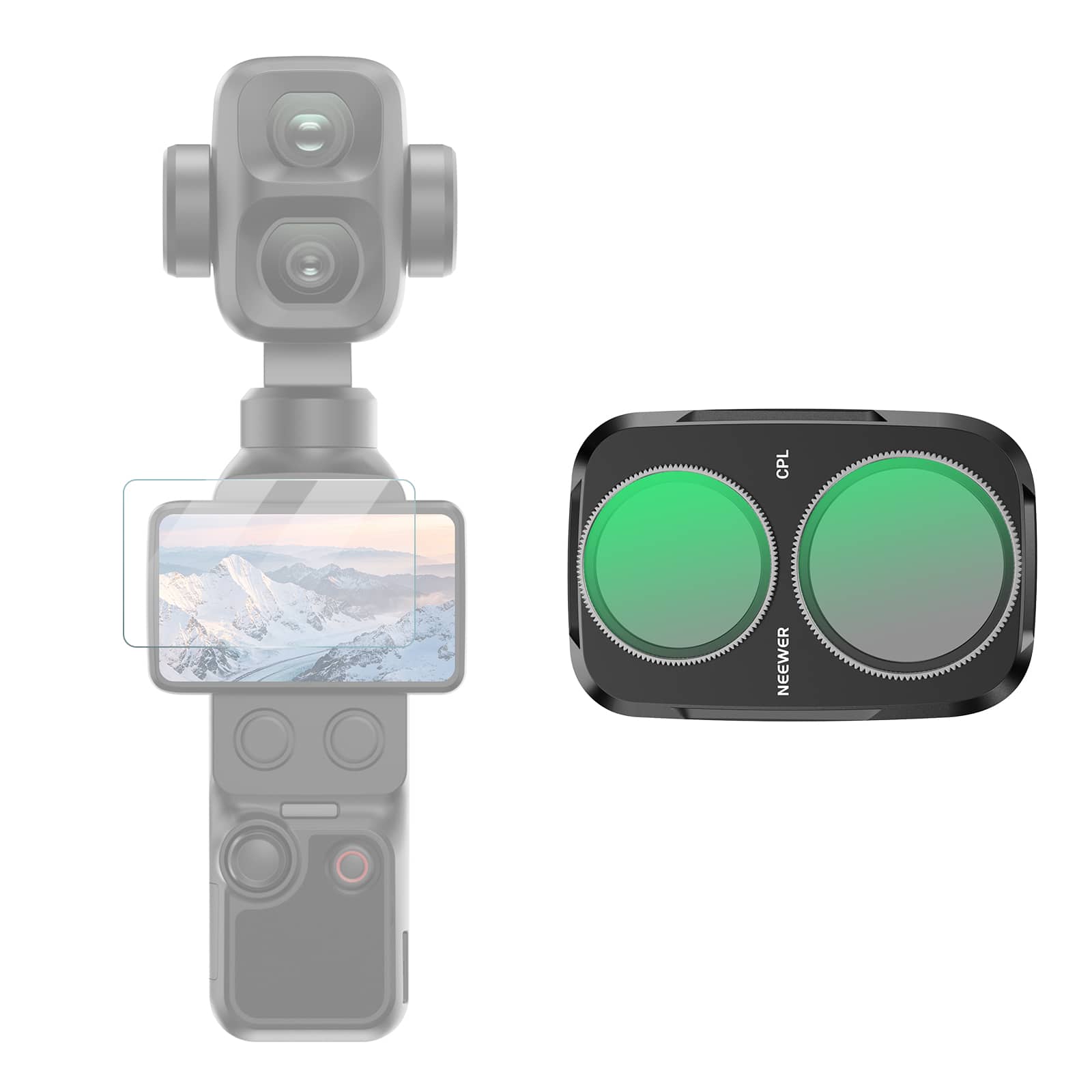 Neewer - CPL Filter for DJI Osmo Pocket 4P (4 Pro), Black, Metal Frame, w/ Screen Protector