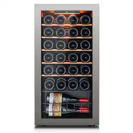 Ca'Lefort - Wine Cooler Refrigerator 28 Bottle Mini Wine Fridge 3 color LED Freestanding Wine Cellar with Glass Door - CLF-WSJC88