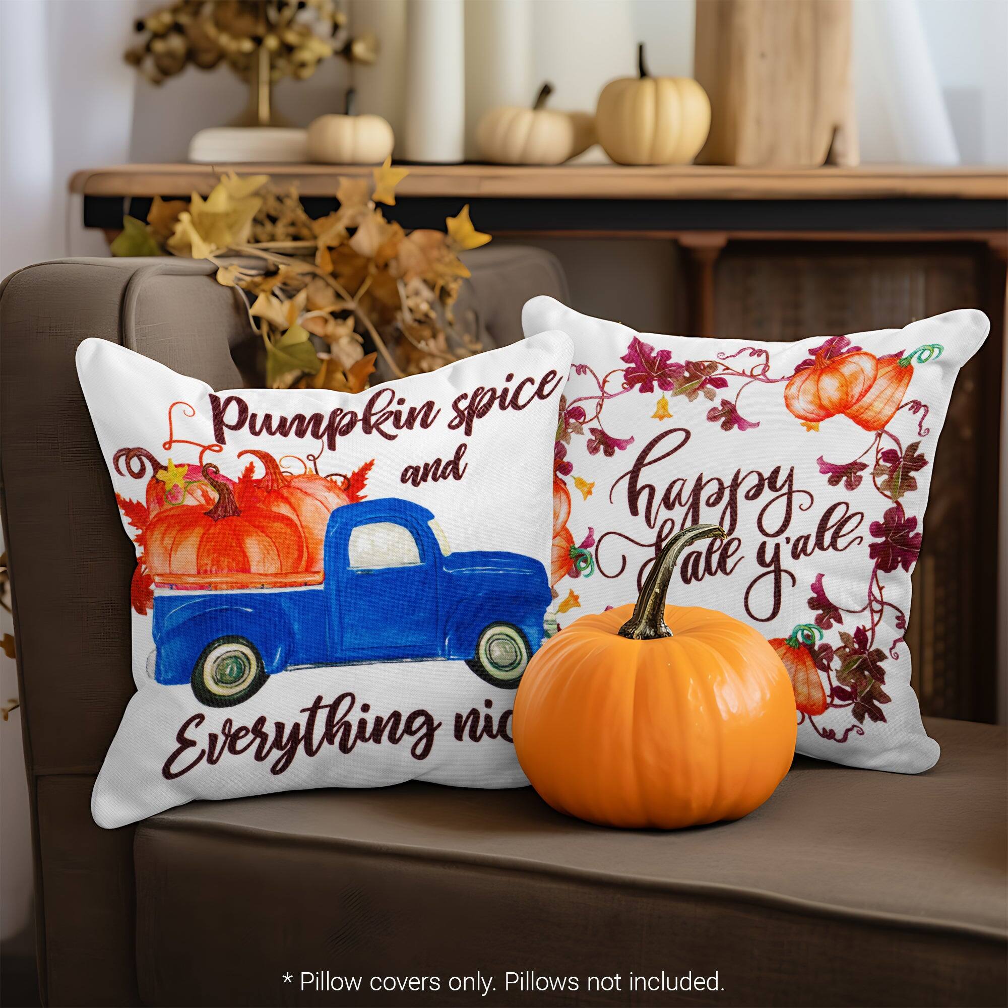 Pumpkin spice and everything nice.  
Happy fall y'all.  

*Pillow covers only. Pillows not included.