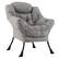 Front. Costway - Stylish Large Lazy Chair with Cozy Head Pillow and Seat Armrests - Gray.
