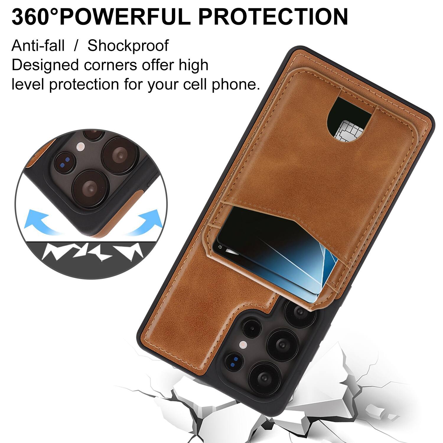 360° POWERFUL PROTECTION  
Anti-fall / Shockproof  
Designed corners offer high level protection for your cell phone.