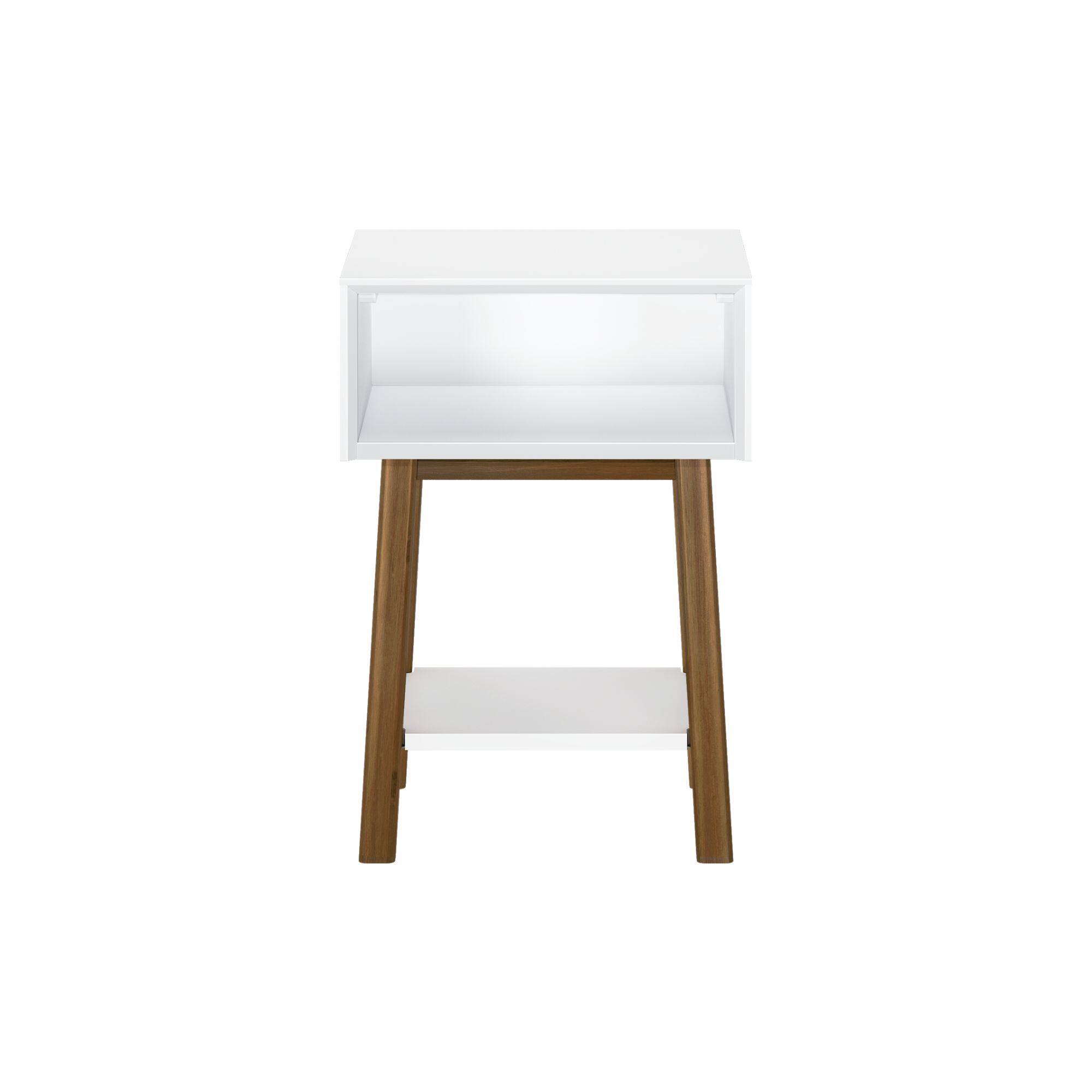 Alt View 3. Plank+Beam - Mid-Century Modern Cubby Nightstand, White/Pecan - White/Pecan.