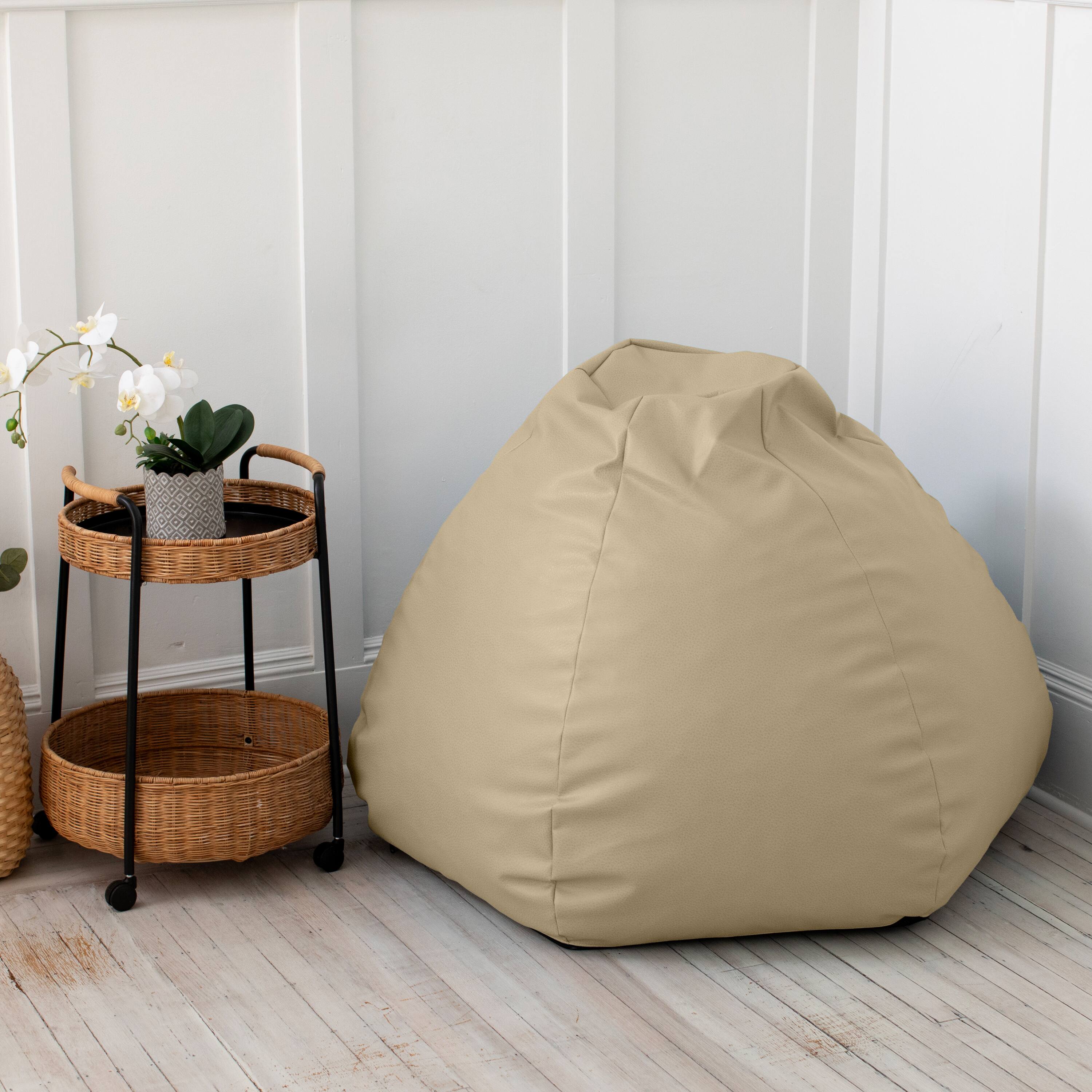 Back. Jaxx - Atrium Collection Lozia Loveseat - Large Foam Bean Bag Sofa Faux-Leather - Natural Beige - Natural Beige.