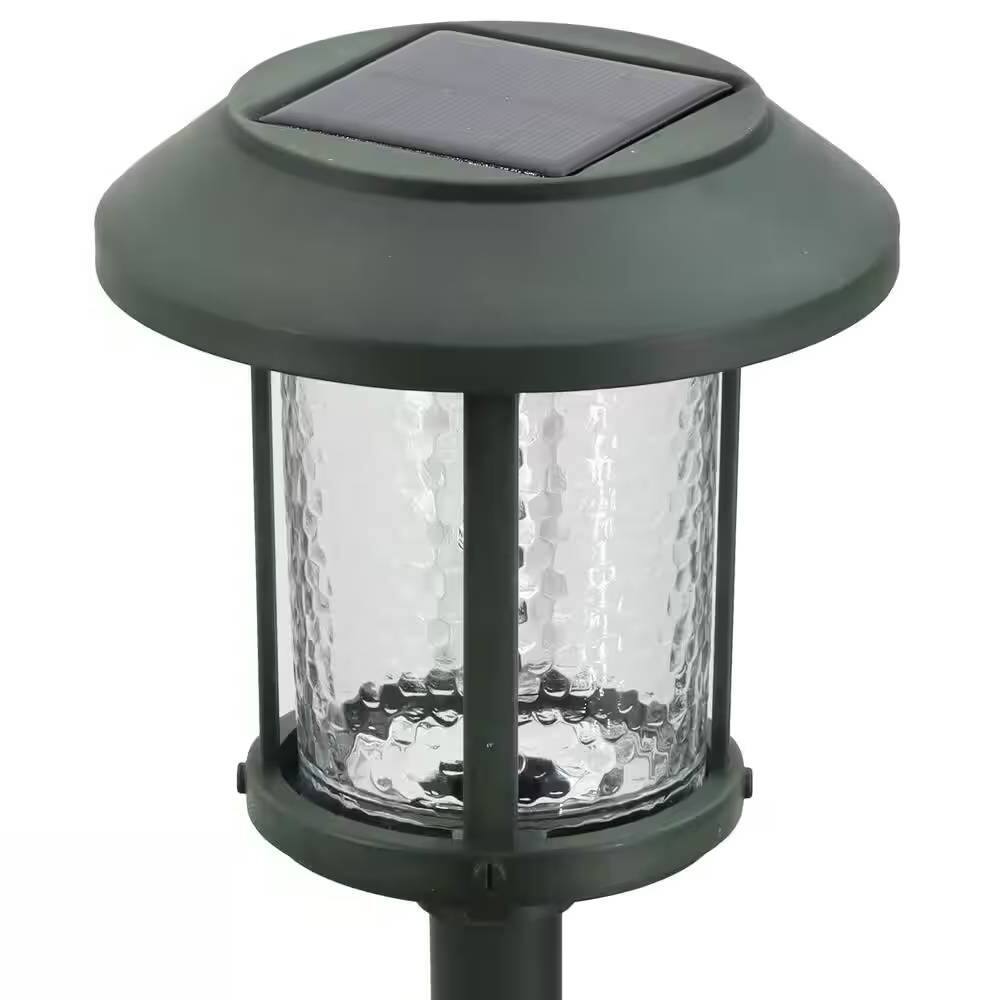 Left. Hivvago - Set of 4 - Outdoor Solar LED Lights in Green with Yard Path Ground Stakes - Green.