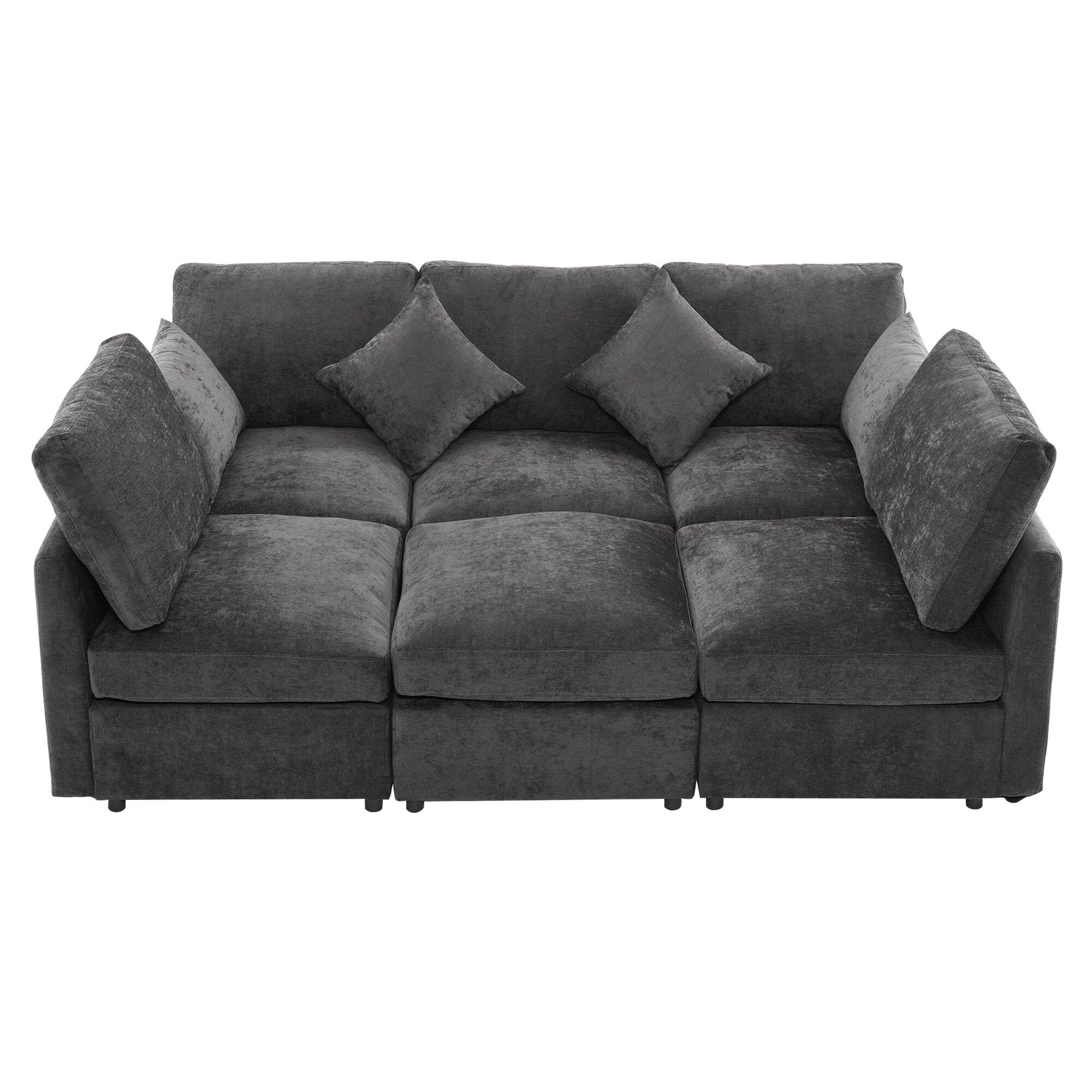 Alt View 1. Boyel Living - 86.6 inch Sectional Sofa U-shaped Sofa L-shaped Sofa with a Movable Ottoman and Two USB Ports for Living Room - Black.
