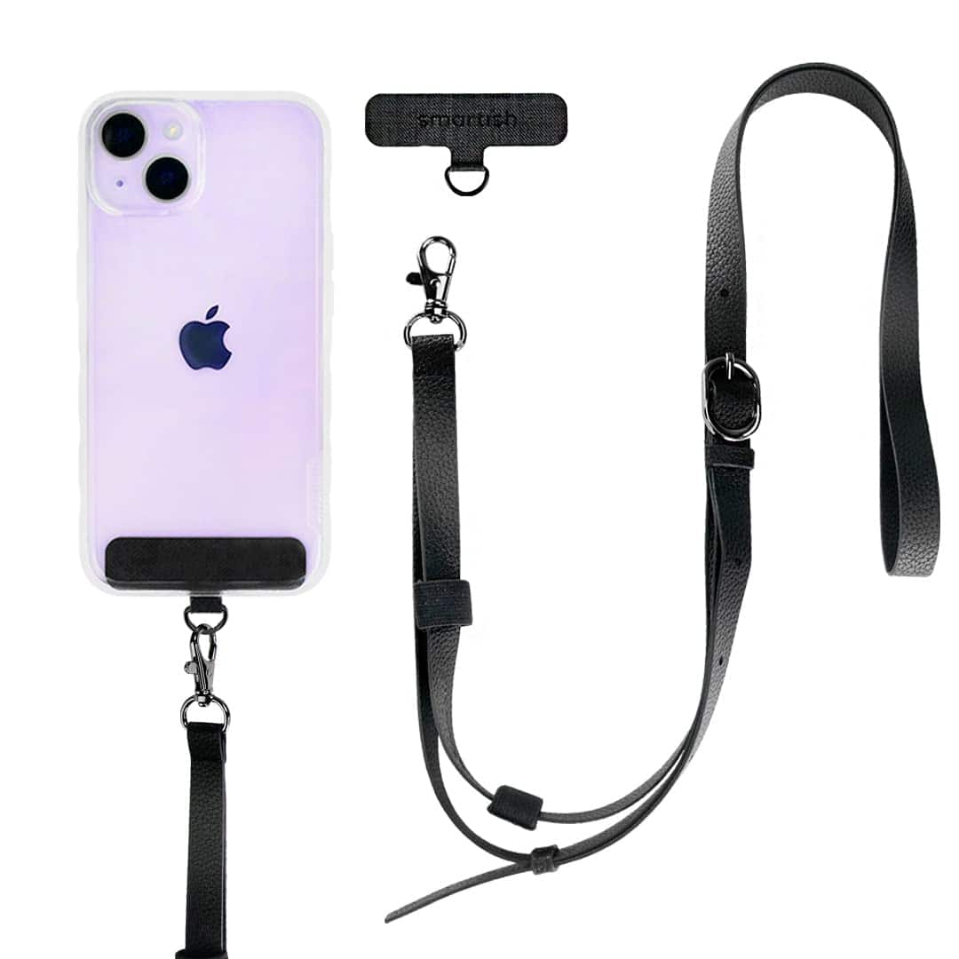 Smartish - Phone Strap - Case Clinger - iPhone Holder Crossbody Shoulder Neck Lanyard for all Phone Cases - Vegan Leather - Silver
