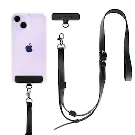 Smartish - Phone Strap - Case Clinger - iPhone Holder Crossbody Shoulder Neck Lanyard for all Phone Cases - Vegan Leather - Silver