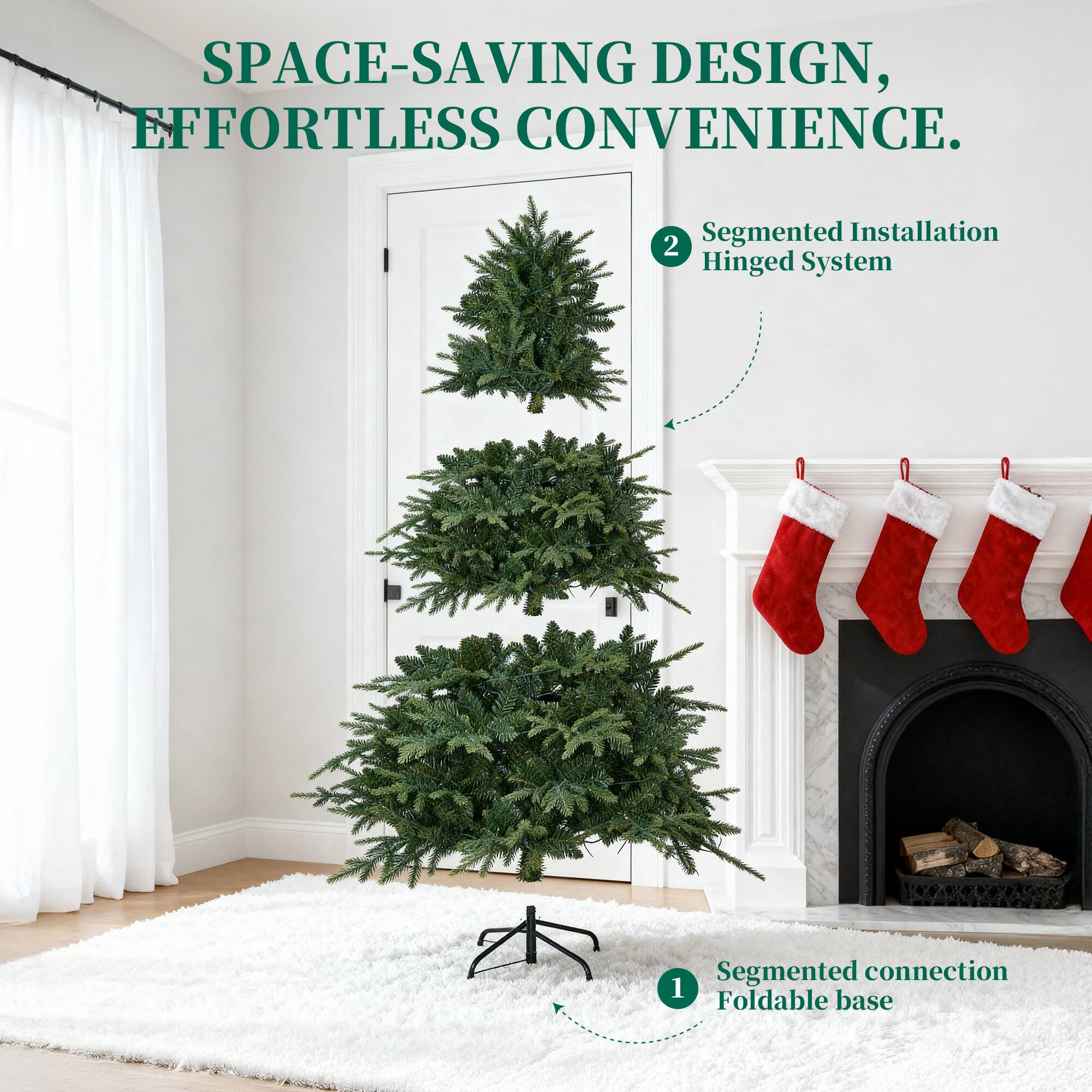 SPACE-SAVING DESIGN, EFFORTLESS CONVENIENCE.

1. Segmented connection Foldable base
2. Segmented Installation Hinged System