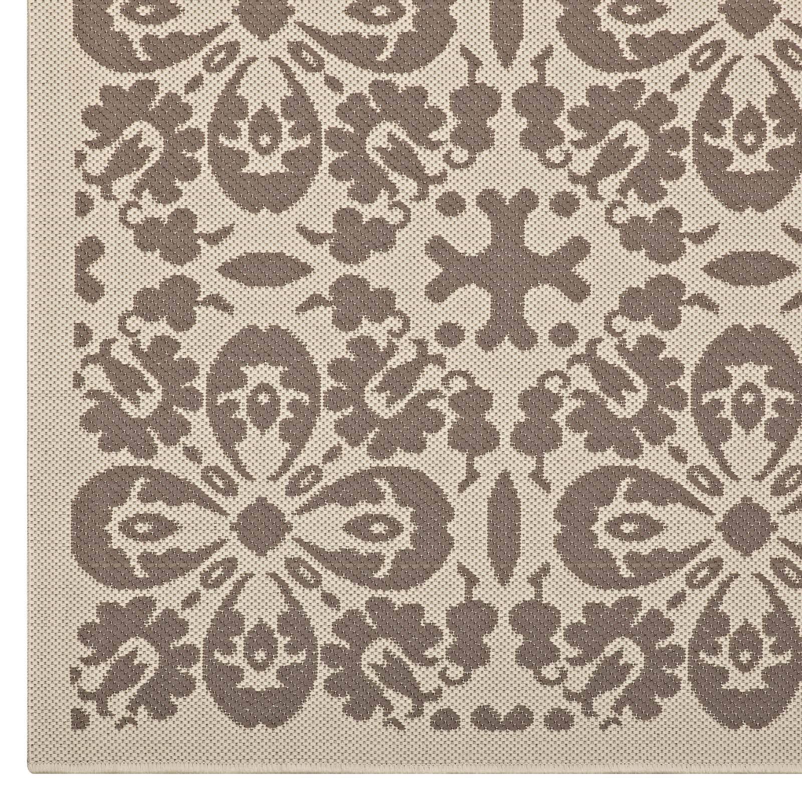 Alt View 1. Modway - Ariana Vintage Floral Trellis Indoor and Outdoor Area Rug - Light and Dark Beige.