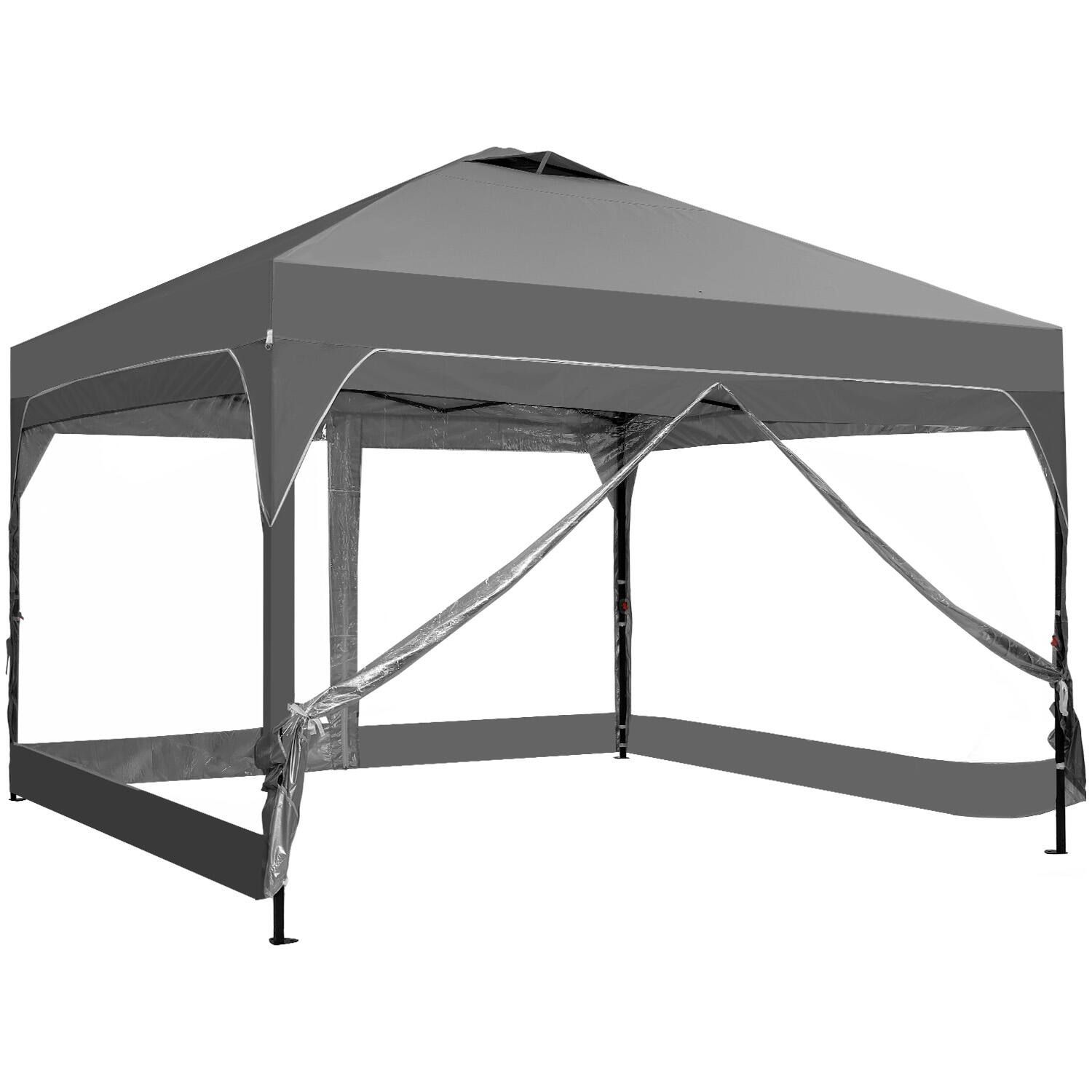 Alt View 3. Ainfox - Ainfox 12x12 Pop Up Canopy Tent,Outdoor Gazebo with Carrying Bag,Easy Up Canopy for Events,Parties,Camping - Gray.