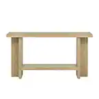 Front. Boyel Living - Large 60-Inch Modern Console Table with Shelf, Sturdy Ash Wood Finish - Brown.