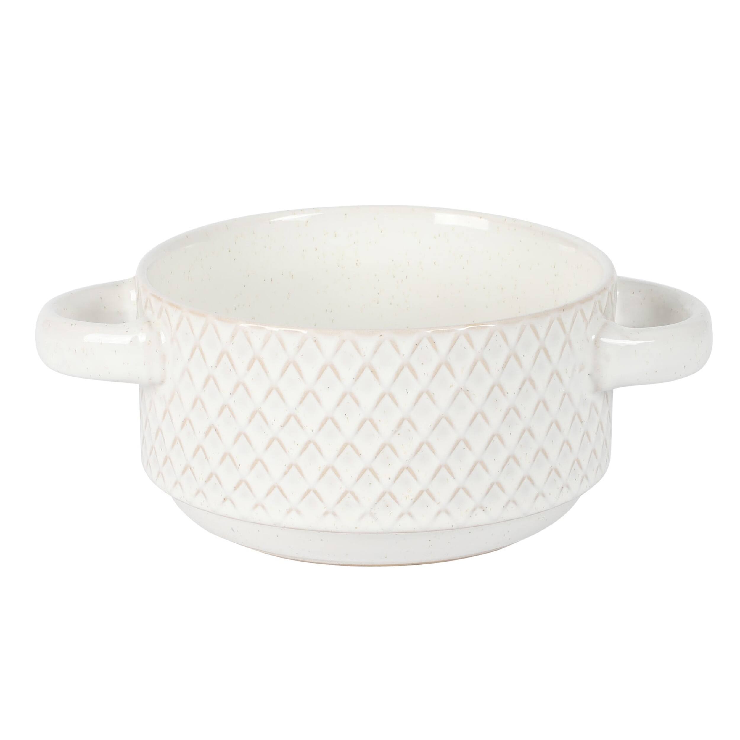 Alt View 1. Gibson - Gibson Elite Earlhart 2 Piece 6 Inch Ribbed Stoneware Soup Bowl Set with Handles in White - White.