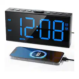 Dazzed Corner - Digital Alarm Clock,Bedside Desk Clock 12/24H &DST - Black