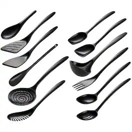 Hutzler - 12 Piece Cook & Serve Melamine Utensil Set - Black
