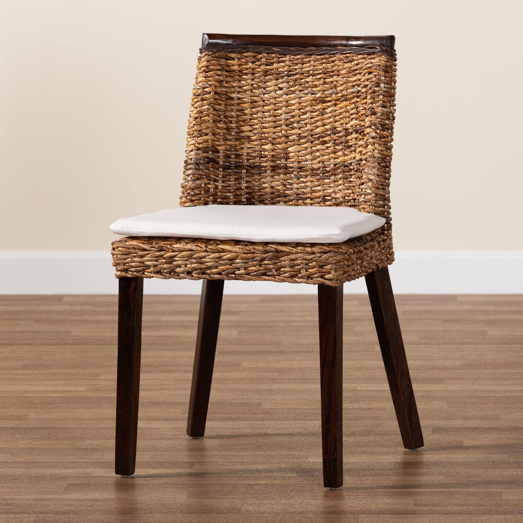 Alt View 5. bali & pari - Abbas Bohemian Seagrass and Wood Dining Chair - Natural Brown/White/Dark Brown.