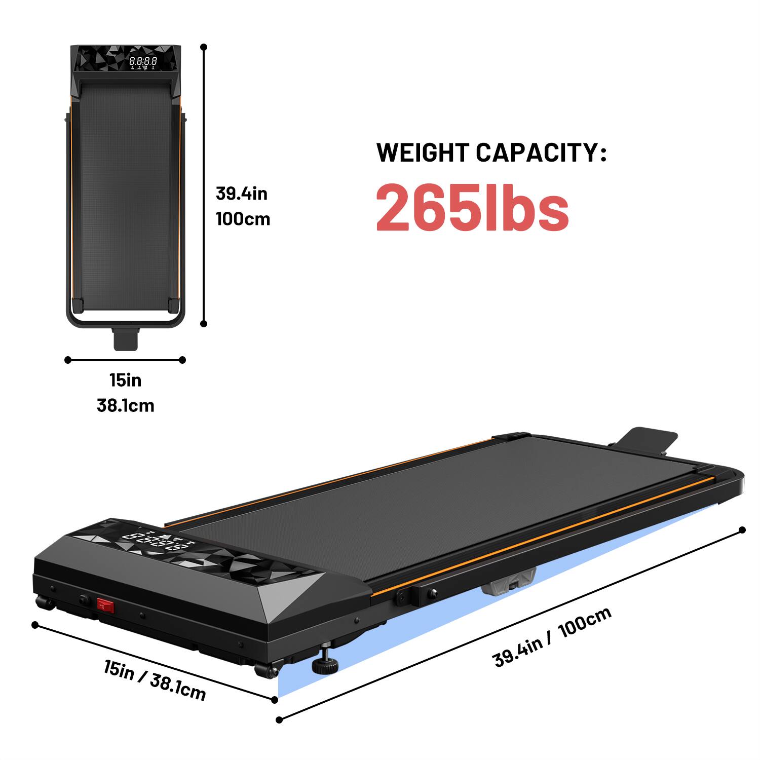 UMTY 88.88 FATT 39.4in 100cm  
WEIGHT CAPACITY: 265lbs  
15in 38.1cm  
15in / 38.1cm  
39.4in / 100cm